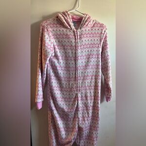 Cozy Pink Patterned Kids Pajamas size 10/12